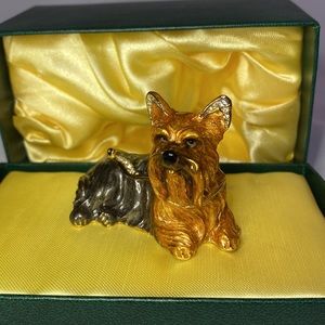 Yorkshire Terrier jeweled Limoges / enameled trinket box